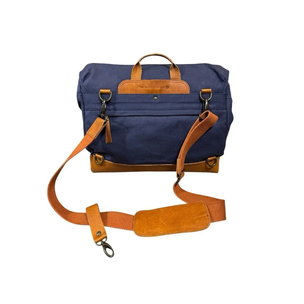 Ideal & Co Heritage Handmade Alcaide Messenger Bag Backpack Navy Canvas Leather